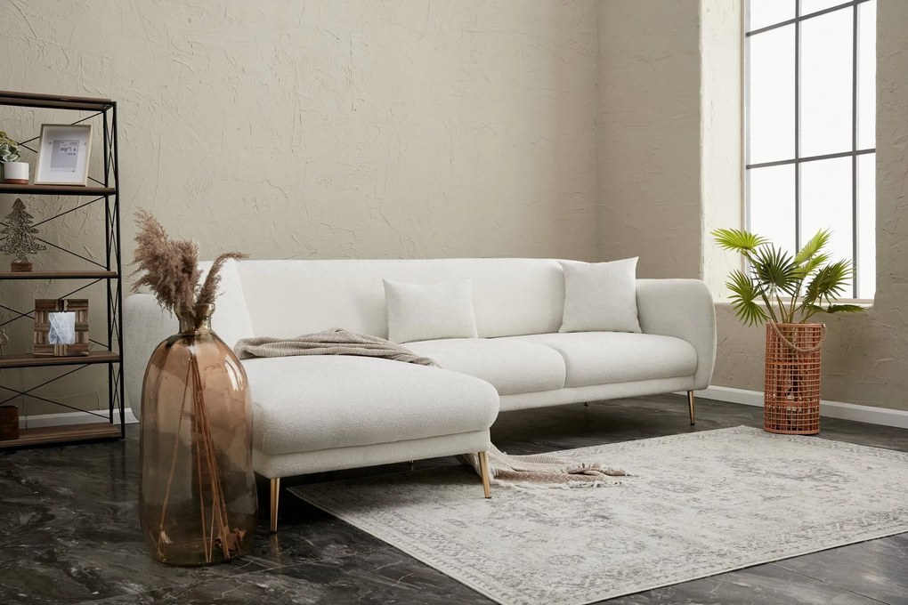 Sofá-Cama de Canto Simena – Creme Dourado – 266 x 133 cm