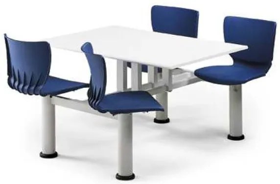 Secretária com Bancos 4 Lugares 120x80cm Fixa 1604-Mono Rotatívo Melamina