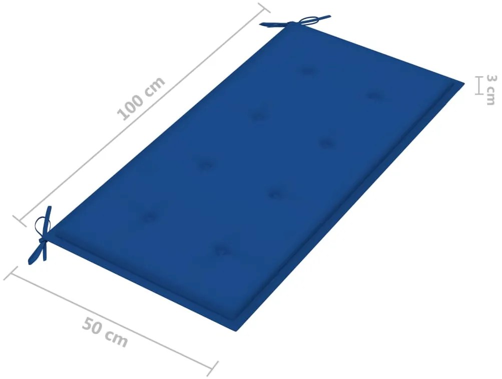 Banco de jardim c/ almofadão azul real 112 cm teca maciça