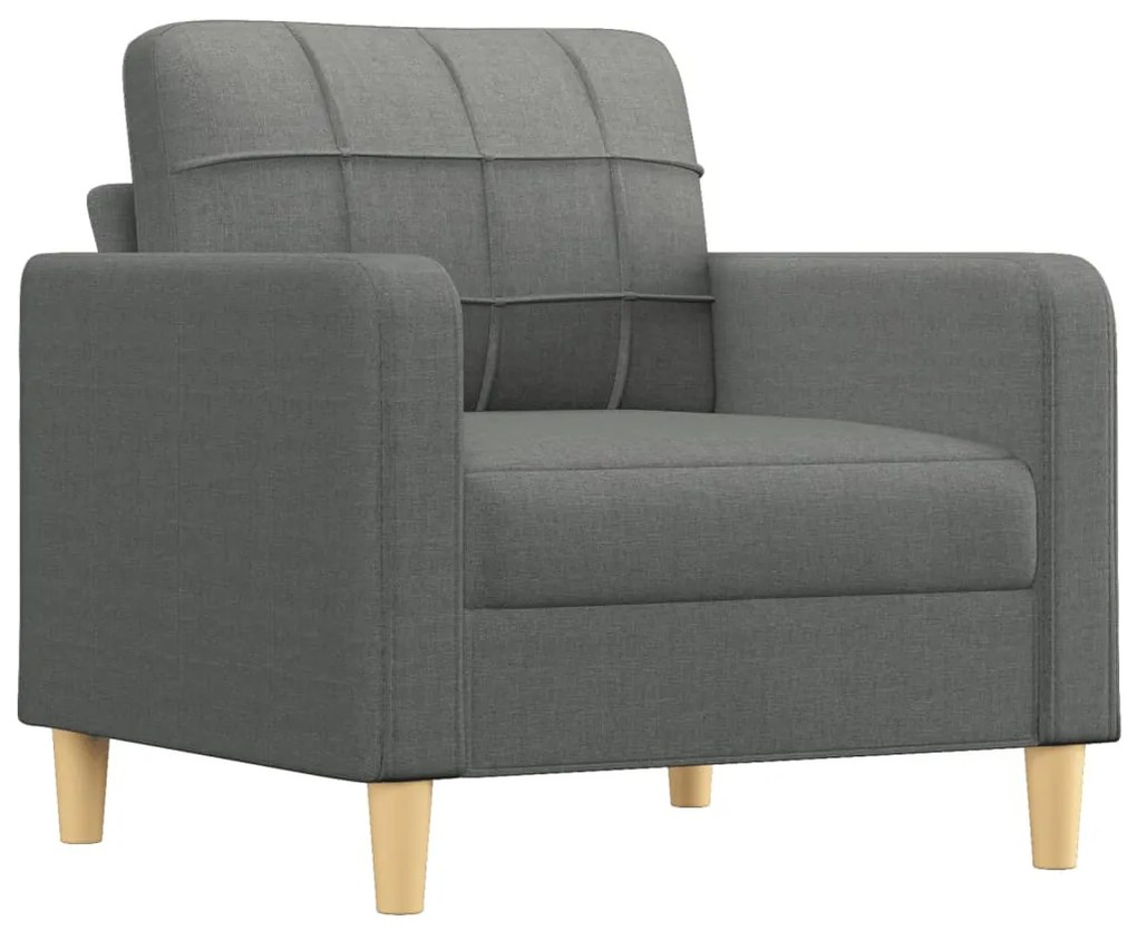 4 pcs conjunto de sofás com almofadas tecido cinzento-escuro