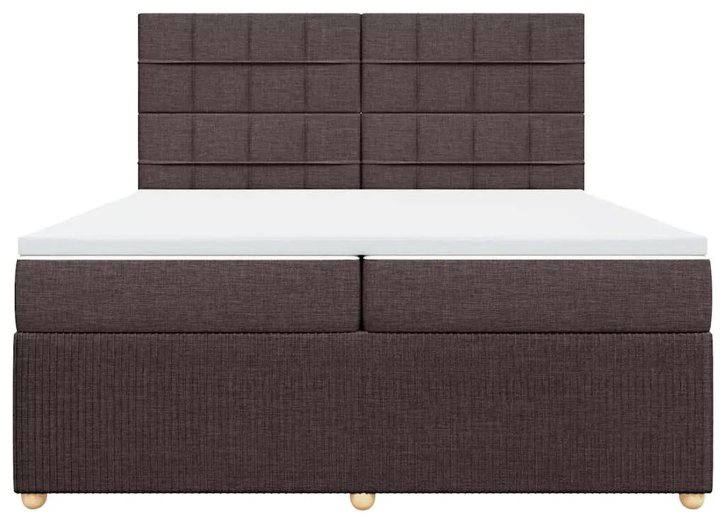 Cama com molas/colchão 200x200 cm tecido castanho-escuro