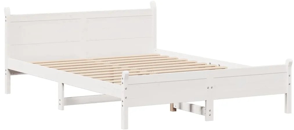Cama sem colchão 160x200 cm madeira de pinho maciça branco