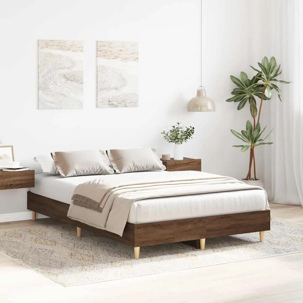 Estrutura de cama sem colchão 120x200 cm carvalho castanho