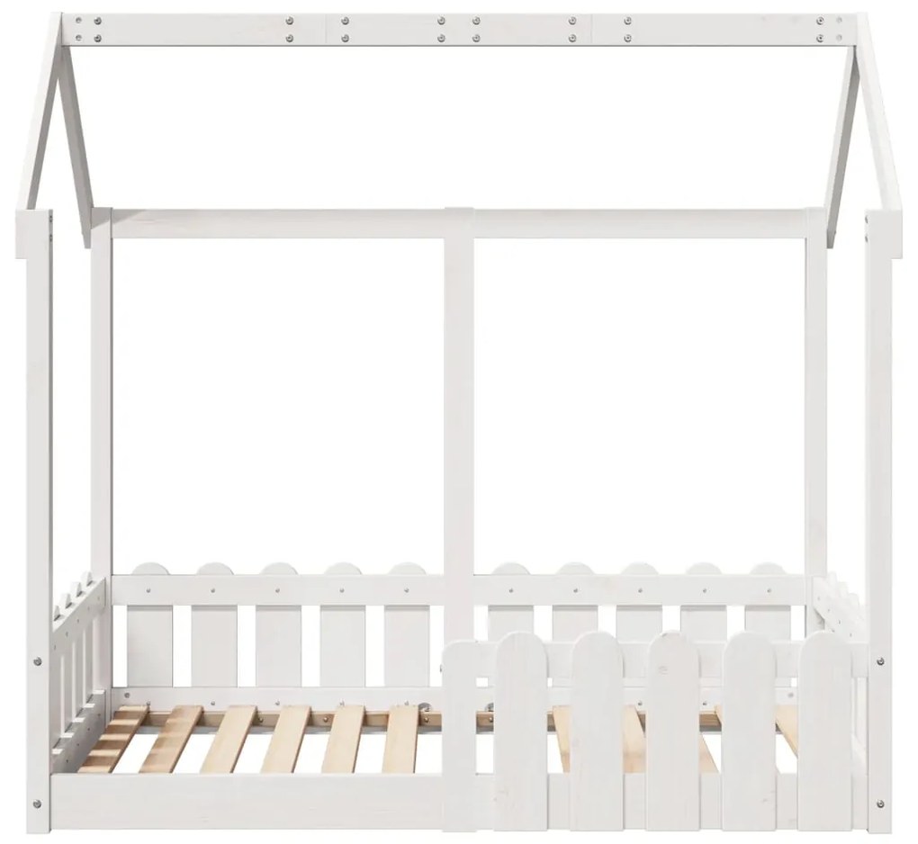 Cama infantil formato casa 70x140 cm pinho maciço branco