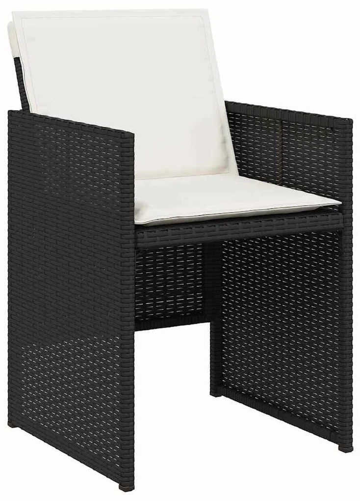 Conjunto de Jantar de Jardim de 5 Peças com Almofadas Preto Rattan Pol