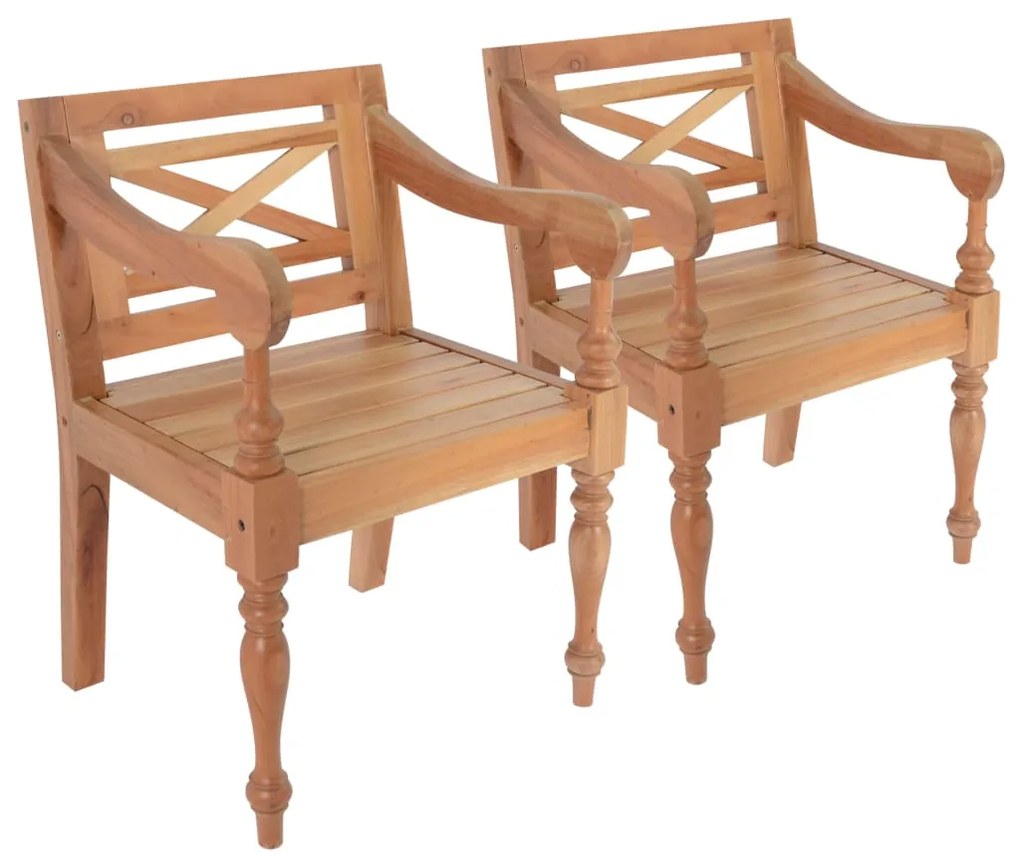 vidaXL Cadeiras Batávia 2 pcs madeira de mogno maciço castanho-claro