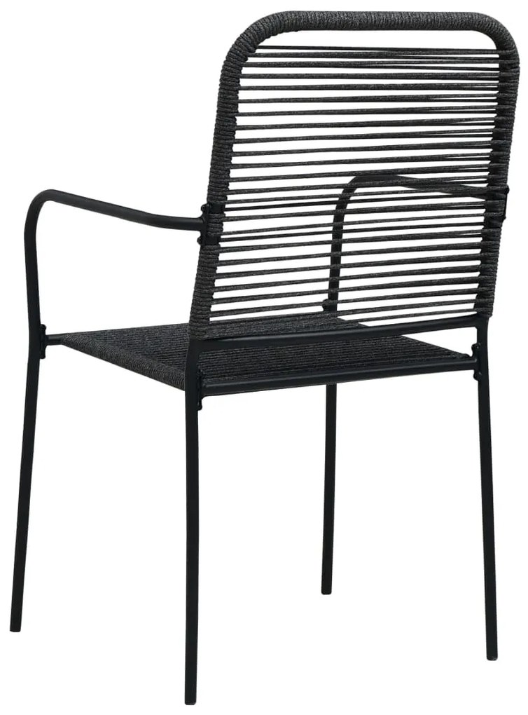 7 pcs conjunto de jantar p/ jardim corda de algodão e aço preto
