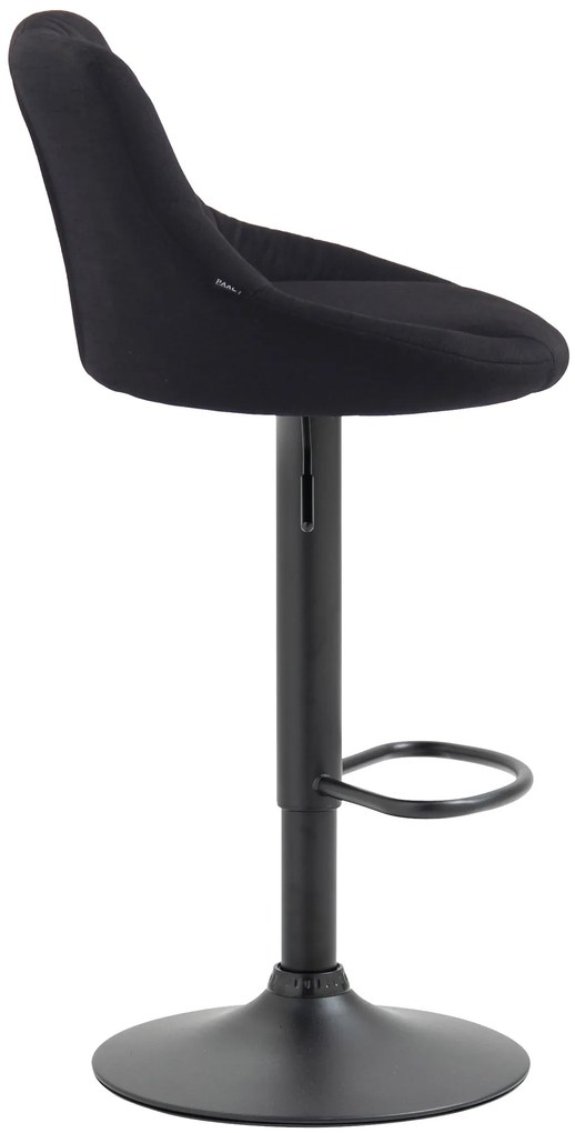 Banco de bar Lazio em tecido e com estrutura preta 46 x 83-104 x 49 cm Preto