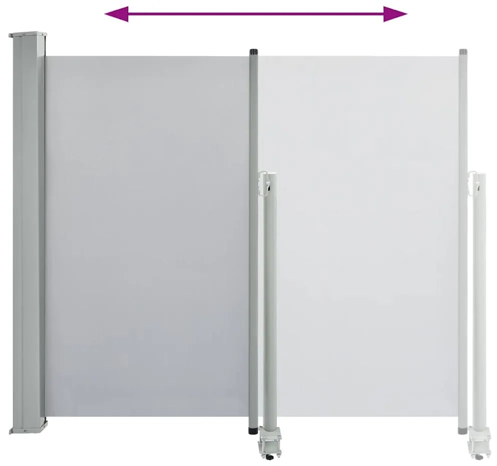 Toldo lateral retrátil para pátio 120x300 cm cinzento