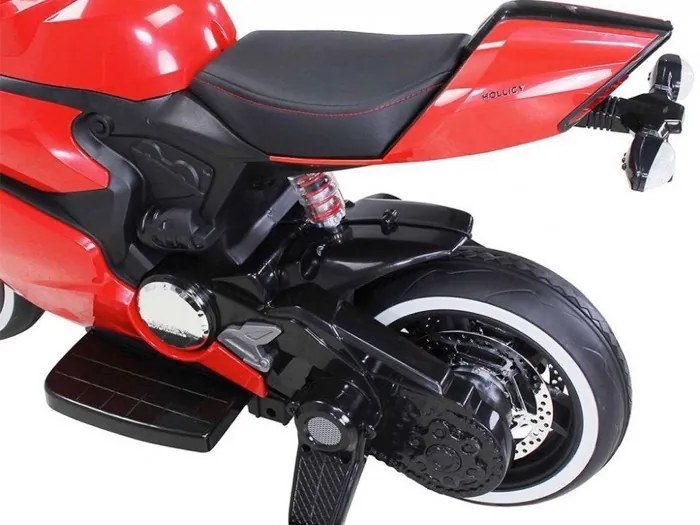 Mota Elétrica infantil Bateria RACE MOTOR, 12v, assento em couro, pneus de borracha EVA Vermelha