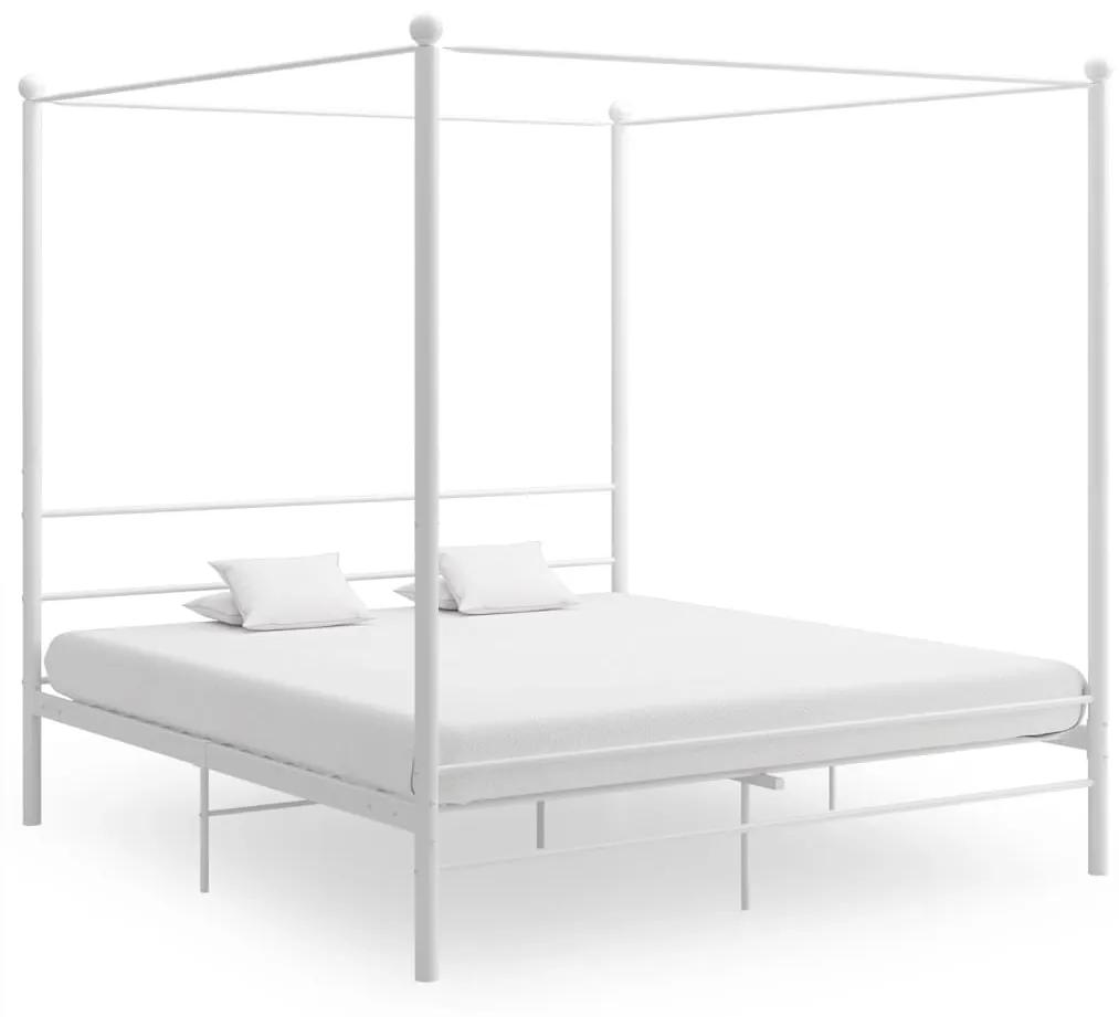 325070 vidaXL Estrutura de cama com dossel 200x200 cm metal branco
