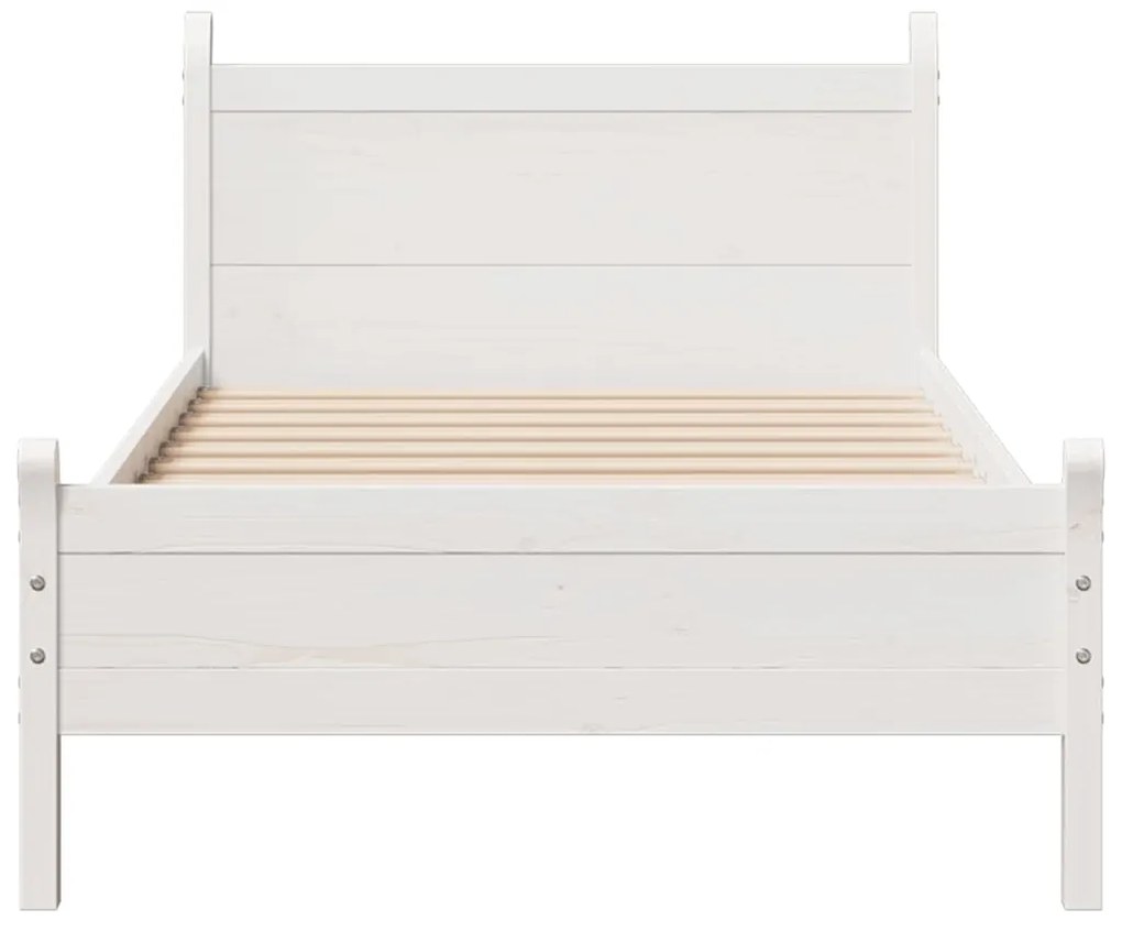 Cama sem colchão 75x190 cm madeira de pinho maciça branco