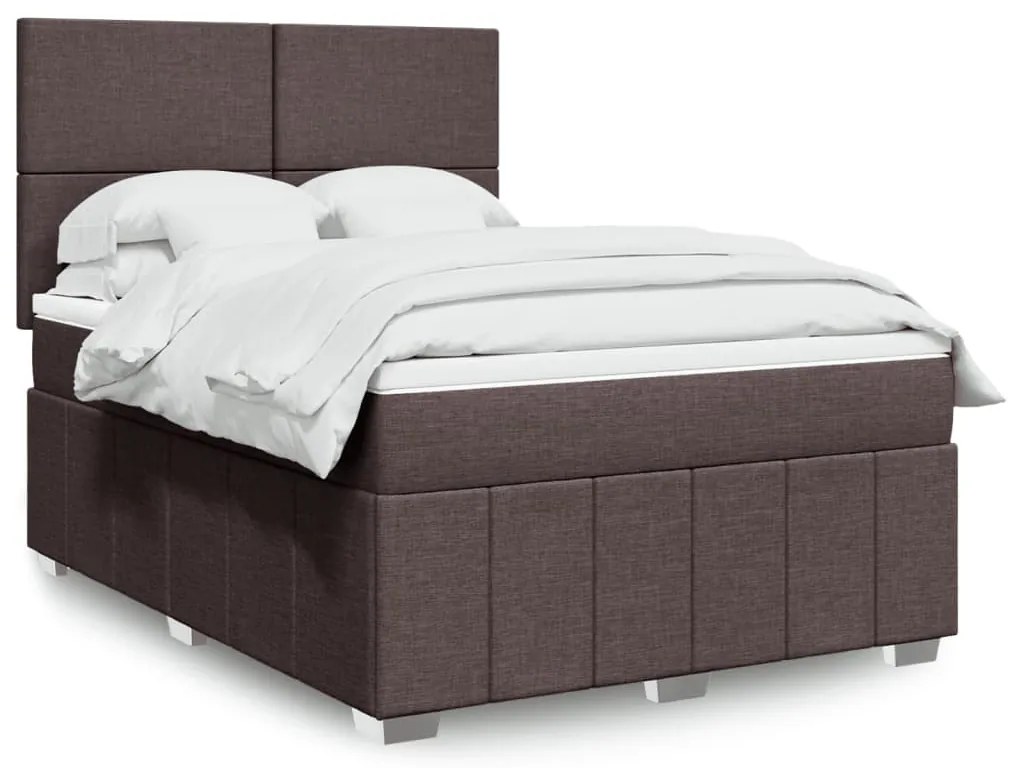 Cama com molas/colchão 160x200 cm tecido castanho-escuro