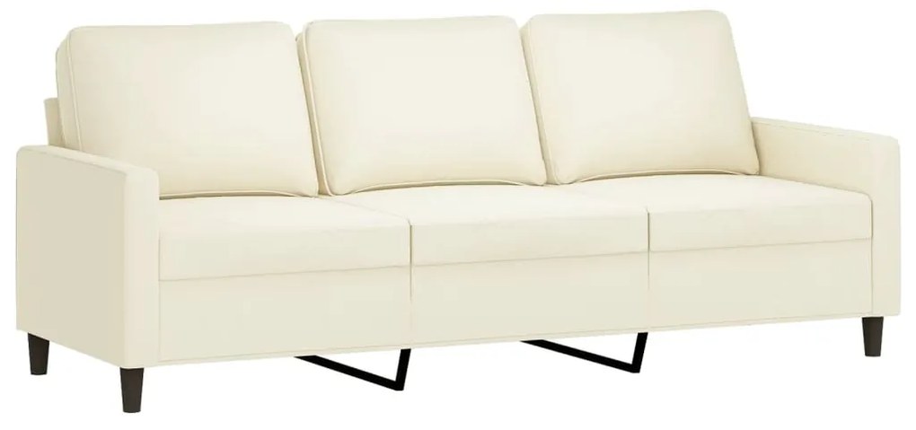 3 pcs conjunto de sofás com almofadões veludo cor creme