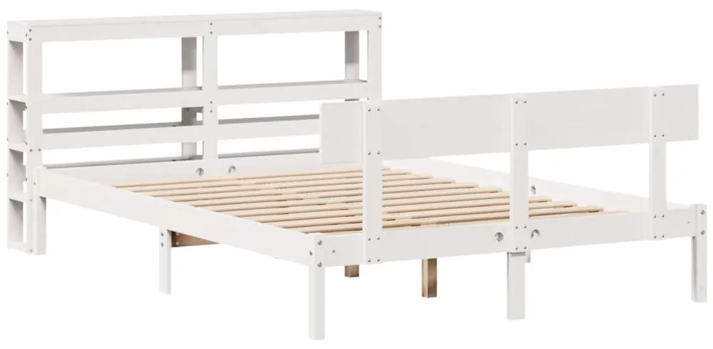 Cama sem colchão 135x190 cm madeira de pinho maciça branco