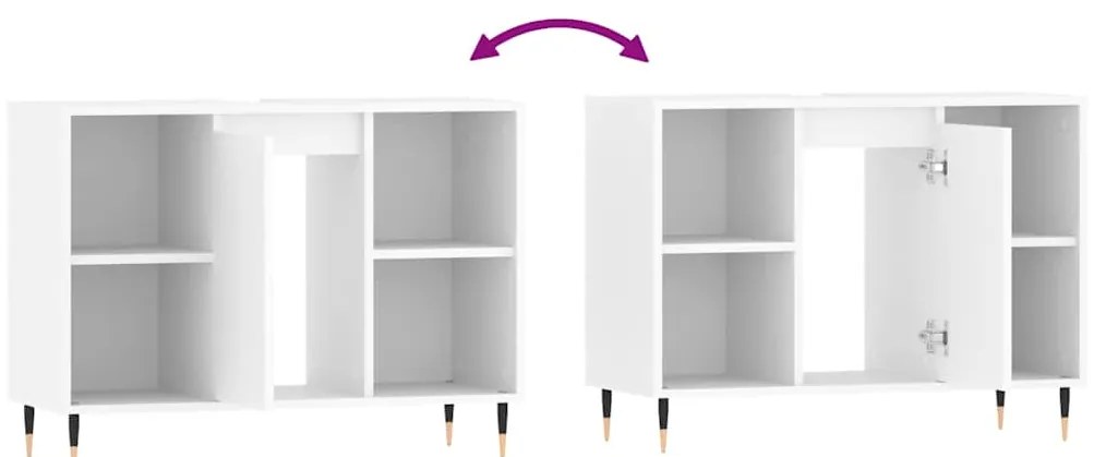 Armário de casa de banho 80x33x60 cm derivados madeira branco