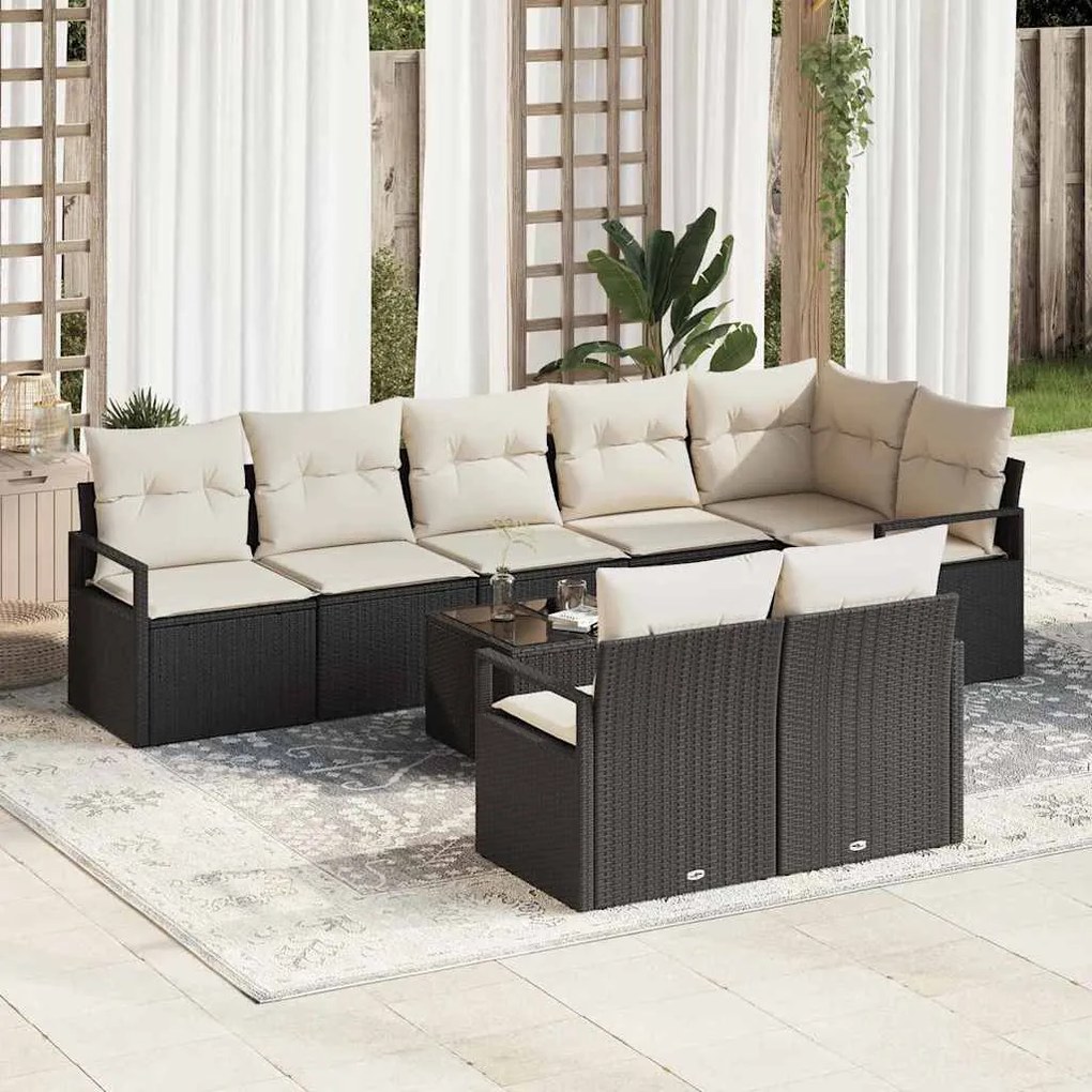 vidaXL Conjunto de Sofás de Jardim com 8 Peças e Almofadas em Rattan Poly Marrom