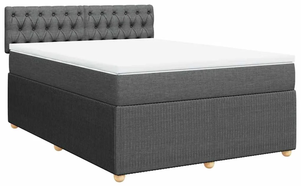Cama com molas/colchão 140x200 cm tecido cinzento-escuro