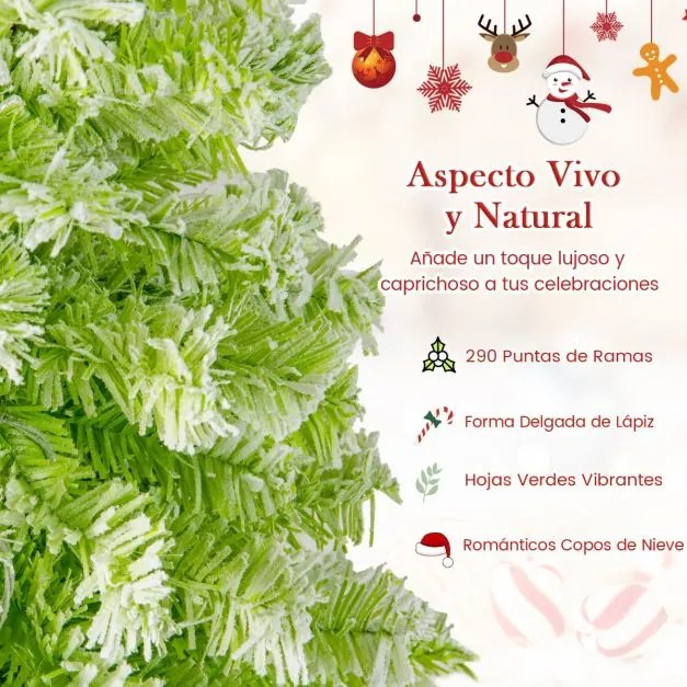 Arvore de Natal Fantasiosa de 180 cm Topo Flexível Artificial com Luzes (DECORAÇÃO NÃO INCLUIDA) para Festas e 290 Pontas de Galhos Verdes