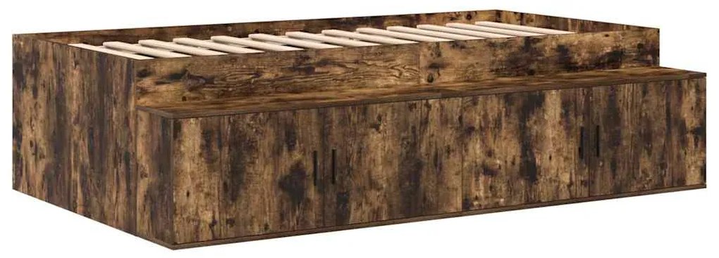Estrutura de Cama de Armazenamento Carvalho Fumado 90x190 cm