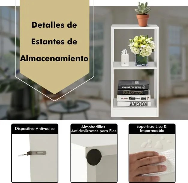 Conjunto de 2 estantes cubos 38 x 33 x 72,5 cm de 2 níveis Branco