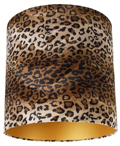 Abajur de veludo com estampa de leopardo 40/40/40 interior dourado Clássico / Antigo