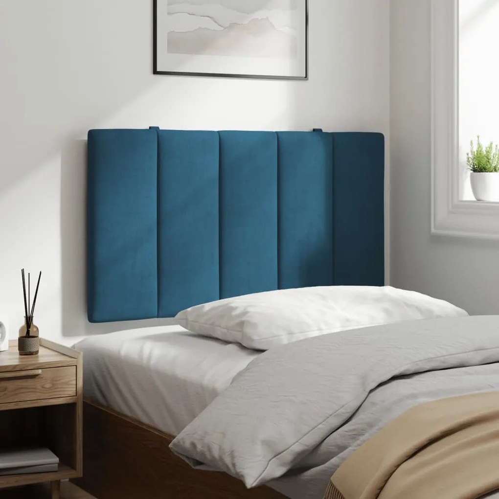 Almofadão de cabeceira 90 cm veludo azul