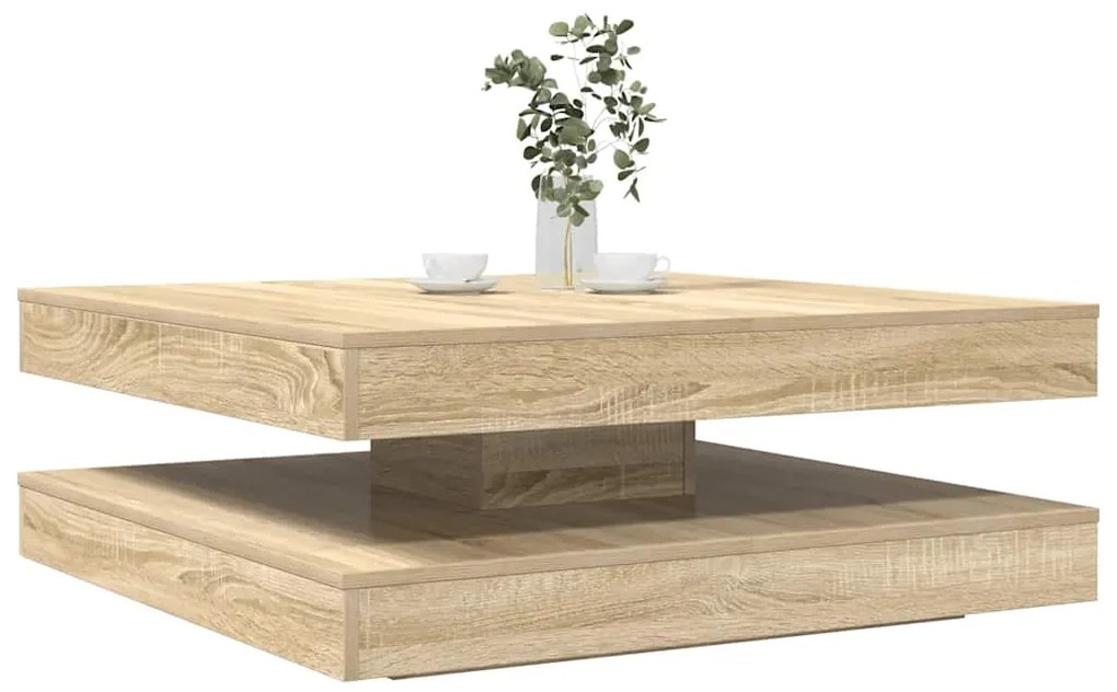 vidaXL Mesa de centro rotativa a 360graus 90x90x34,5cm carvalho sonoma