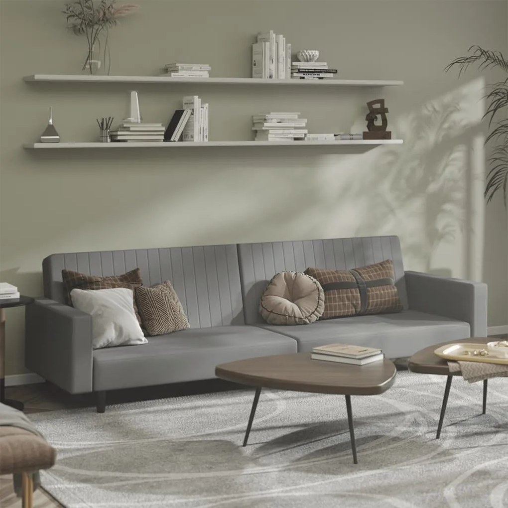 vidaXL Sofá-cama de 2 lugares veludo cinzento-claro