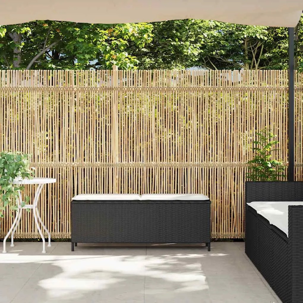 Banco de jardim com almofadão 110x30x40,5 cm vime PE preto