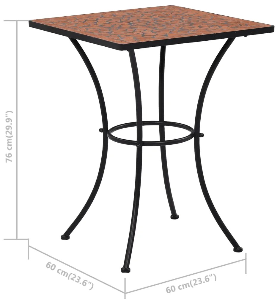 Mesa bistrô em mosaico 60 cm cerâmica terracota
