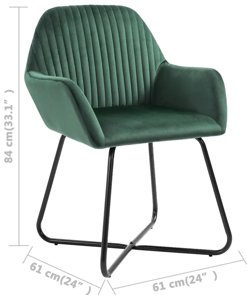 Cadeiras de jantar 2 pcs veludo verde
