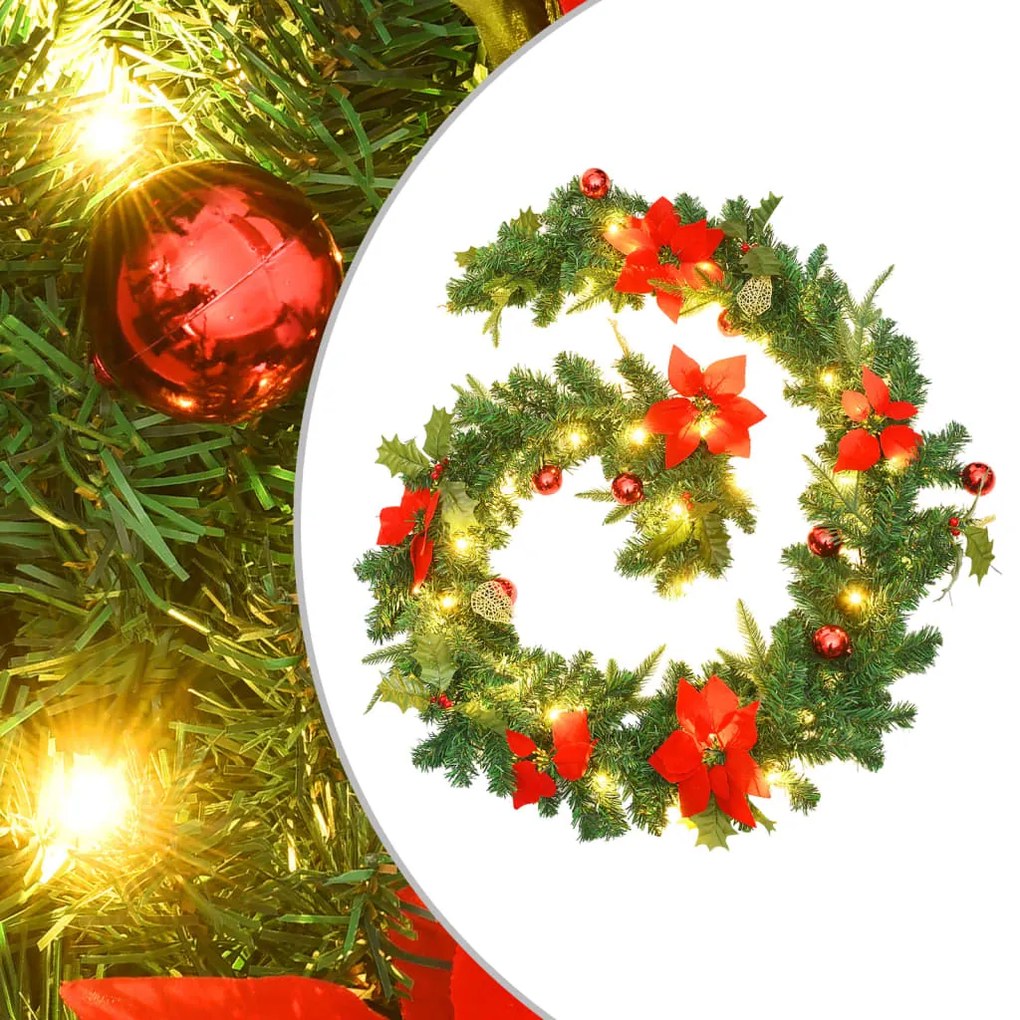 vidaXL Grinalda de Natal com luzes LED 2,7 m PVC verde