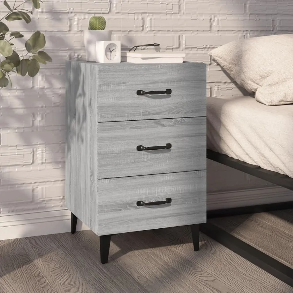 817325 vidaXL Mesa de cabeceira 40x40x66 cm derivados madeira cinzento sonoma
