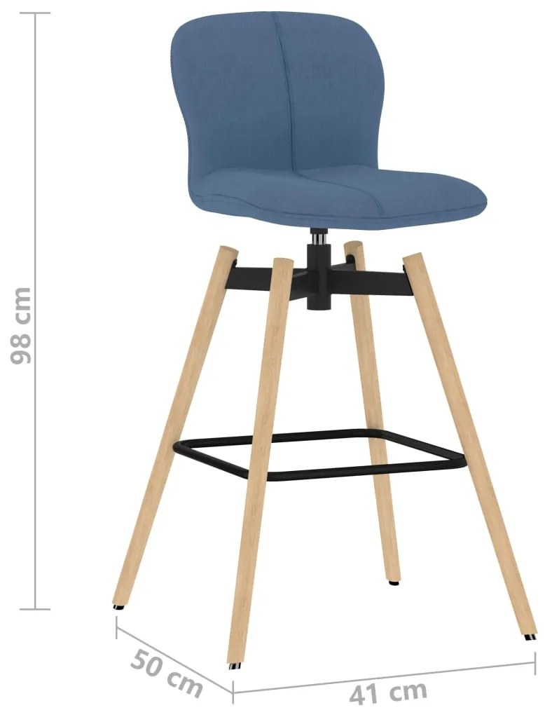 Cadeiras de bar giratórias 2 pcs tecido azul