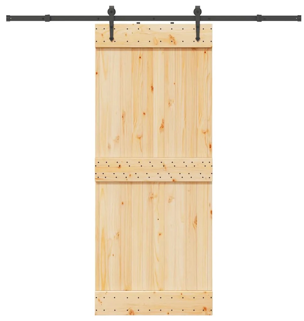 Porta de correr com ferragens 85x210 cm madeira de pinho maciça