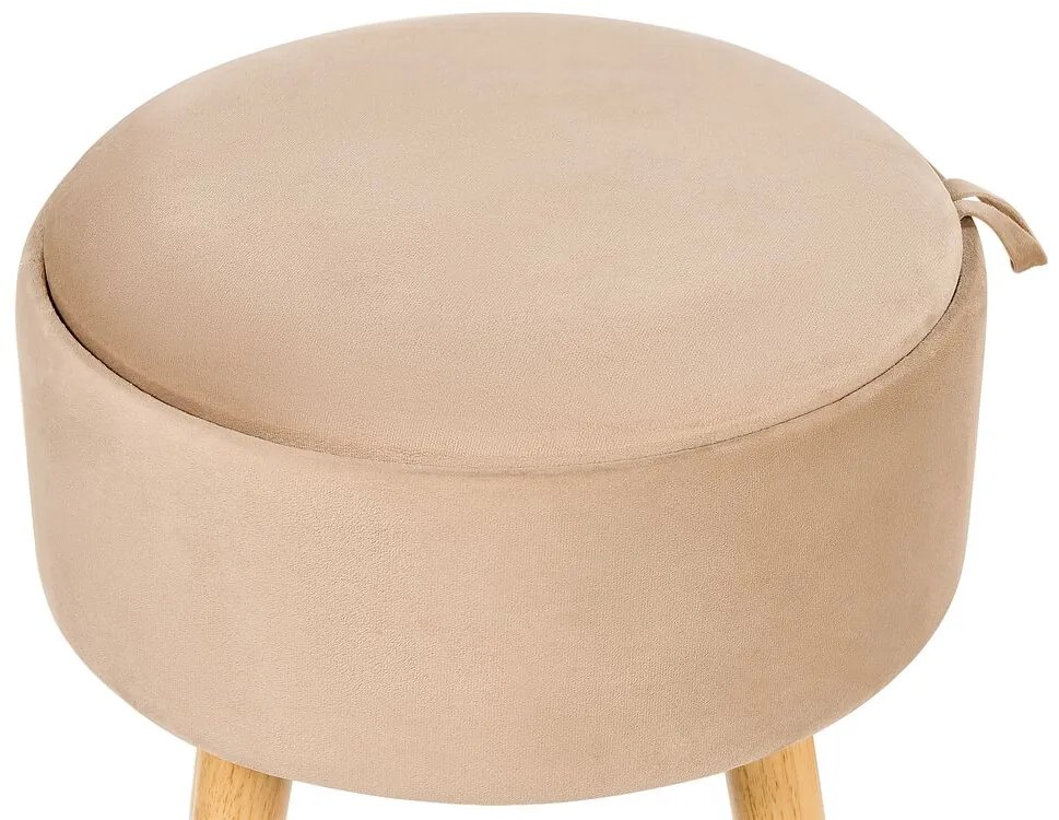 Tamborete com arrumação em veludo creme NEELY Beliani