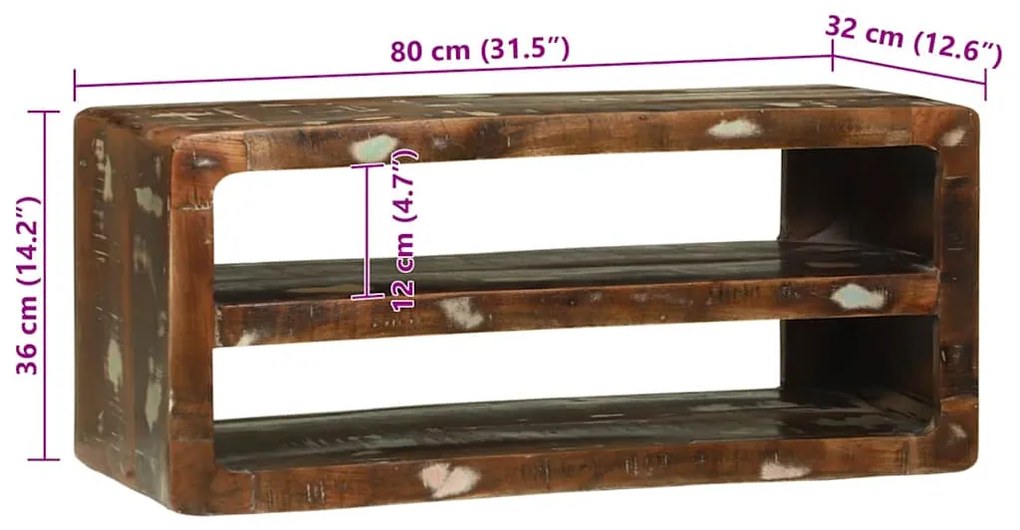 Armário para TV 80x32x36 cm de Madeira Recuperada