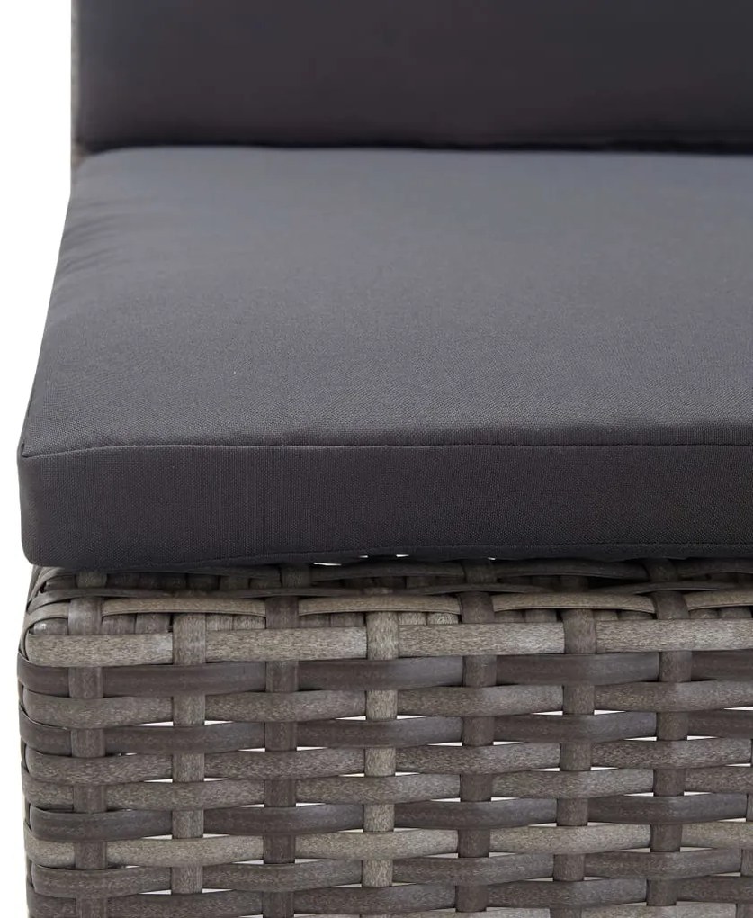 Conjunto lounge de jardim c/ almofadões 3 pcs vime PE cinzento