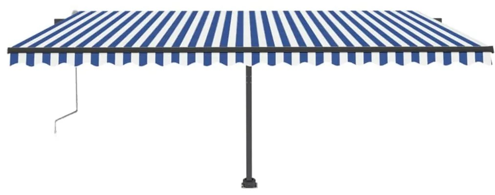 Toldo automático independente 500x300 cm azul e branco