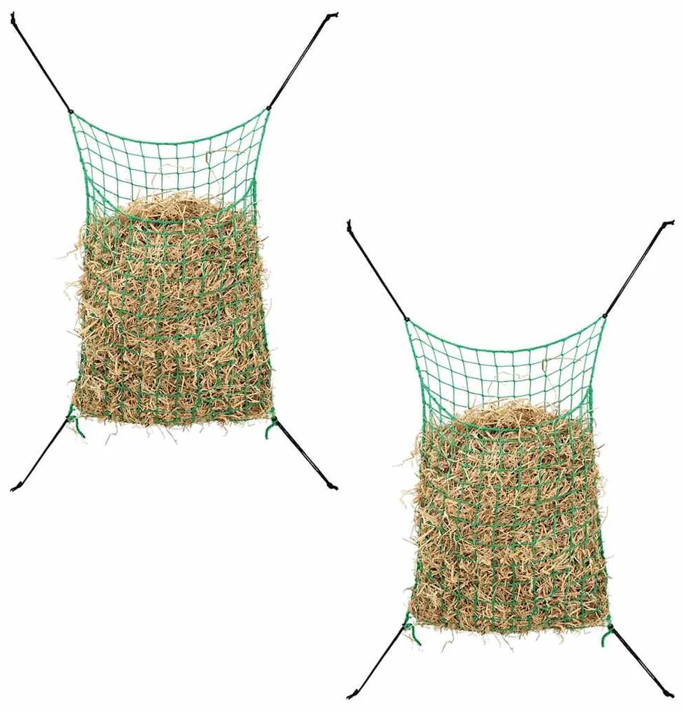 VidaXL Redes para feno 2 pcs retangular 200x120 cm PP verde