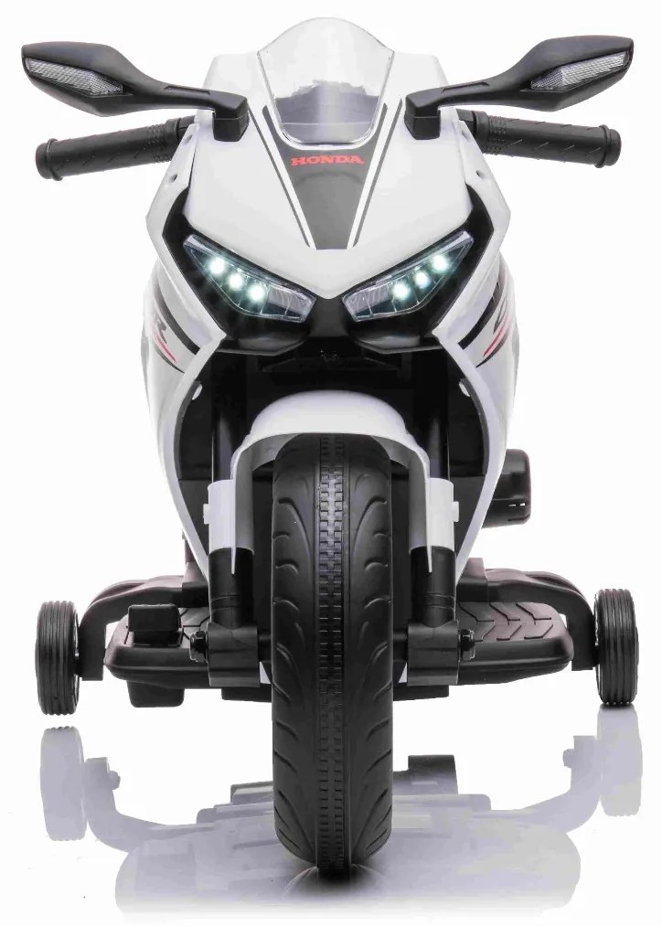 Mota eléctrica Crianças HONDA CBR 1000RR, Bateria 12V, Assento em pele, Rodas de plástico, Motor 30W, Luzes LED, Chassis sólido, Branca