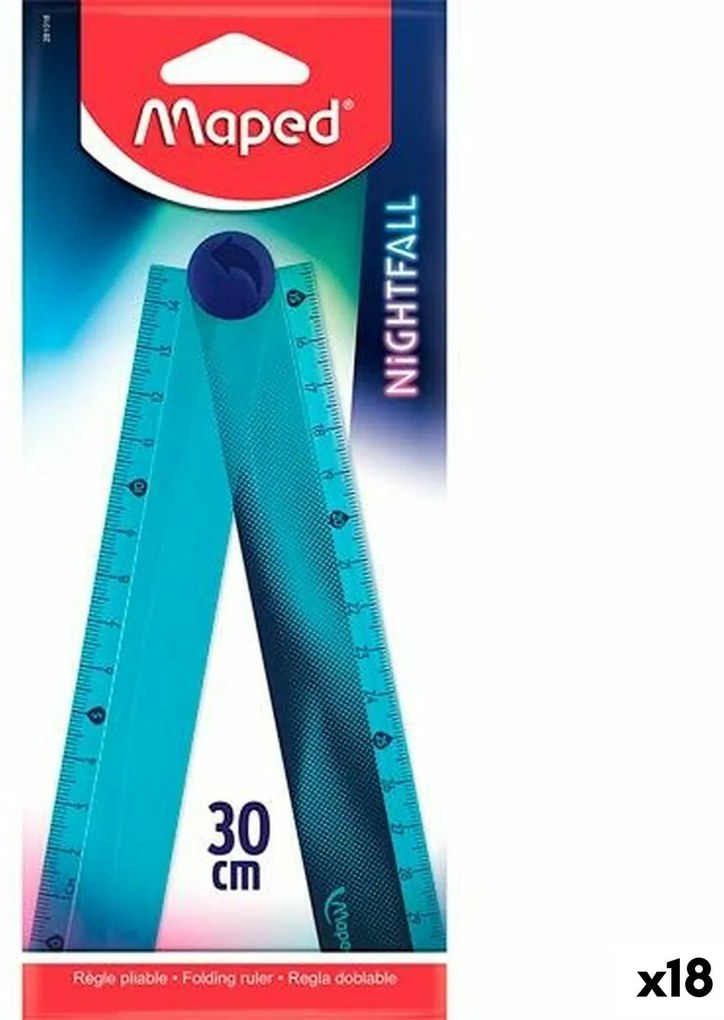 Régua Maped Nightfall Azul Plástico 30 cm 18 Unidades