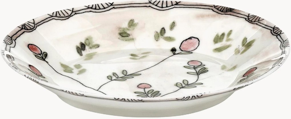Pratos fundos em porcelana Fine Bone China Midnight Flowers, conjunto de 2