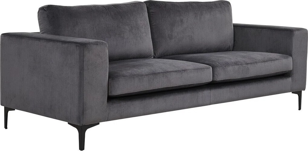 Sofá Dallas 2910, Número de lugares: 3, Preto, Cinzento escuro, 215x88x84cm, Tecido, Pernas: Metal