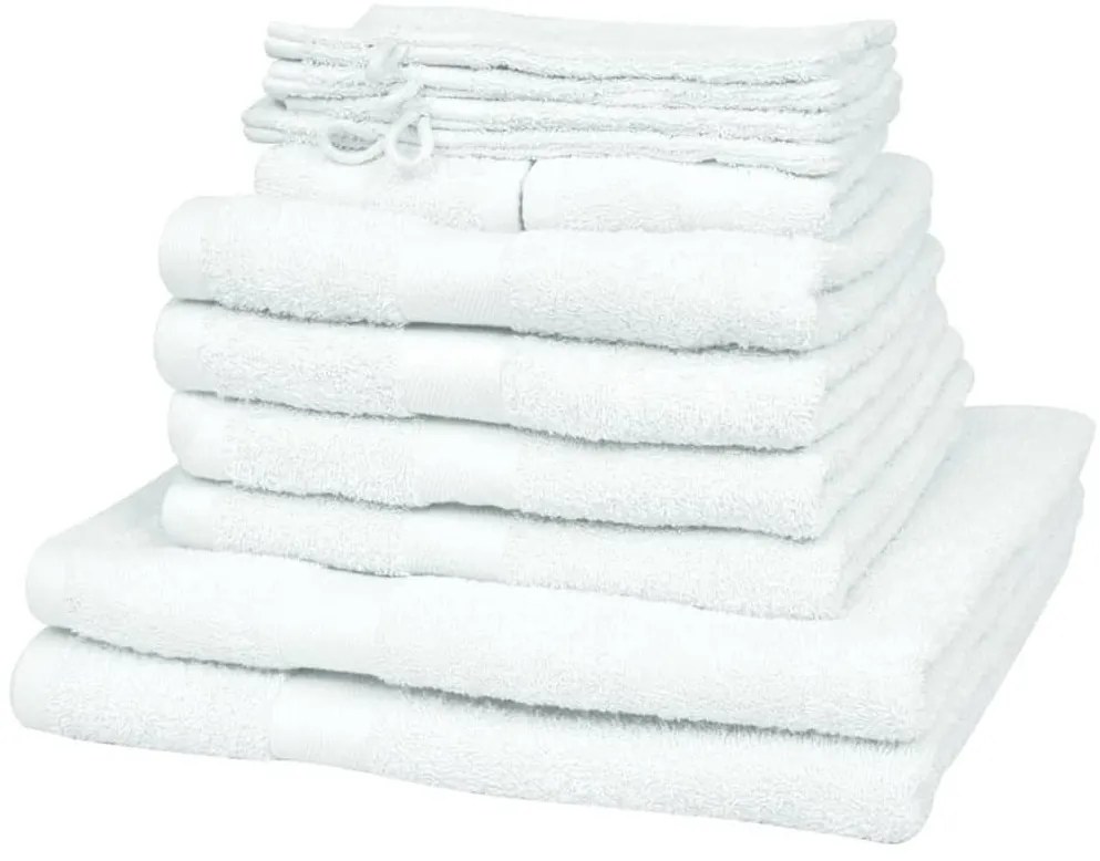 vidaXL Conjunto de toalhas 12 pcs algodão 500 g. branco
