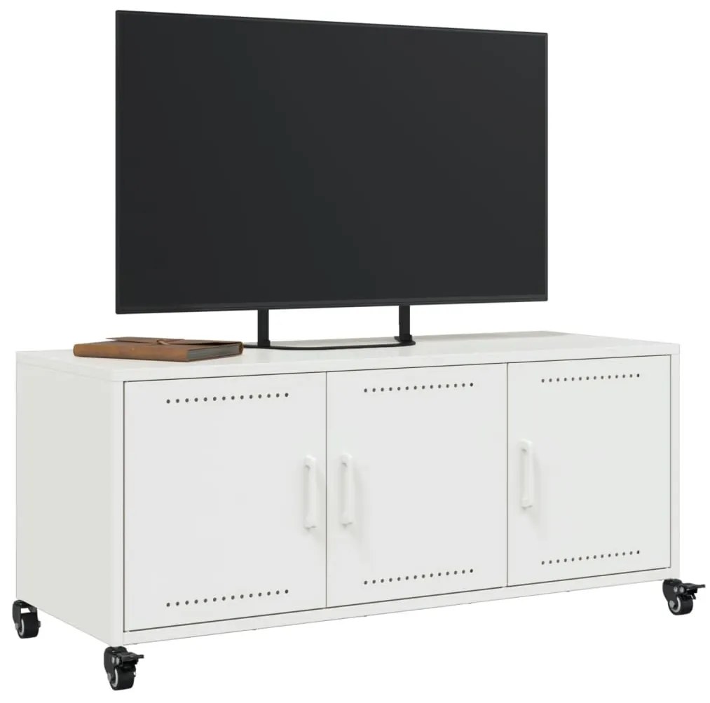 Móvel de TV 100,5x39x43,5 cm aço laminado a frio branco