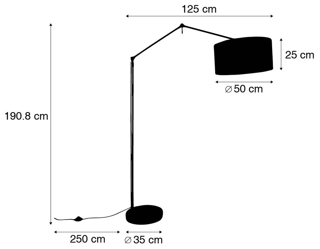 Candeeiro de chão preto com abajur cinza claro 50 cm regulável - Editor Design,Moderno