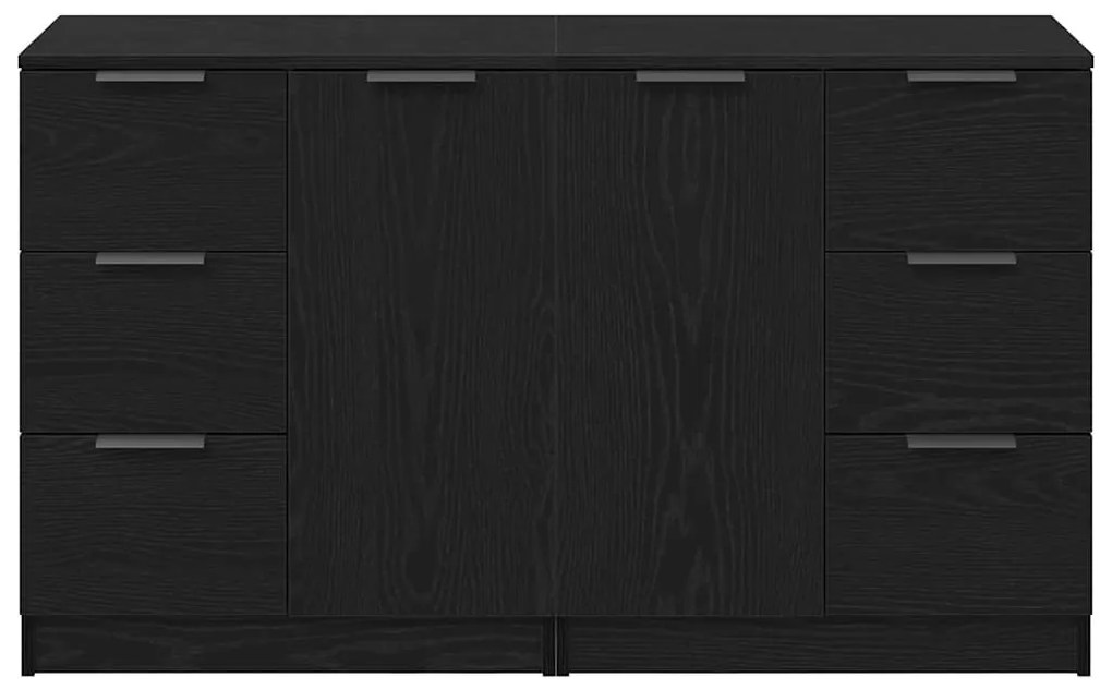 Buffets 2 pcs Madeira de Carvalho Preto 60x30x70 cm Madeira engenheira