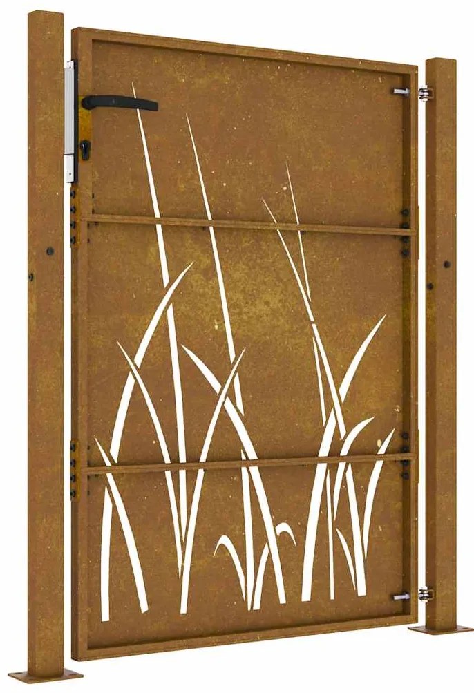 Portão de jardim 105x155 cm aço corten design erva